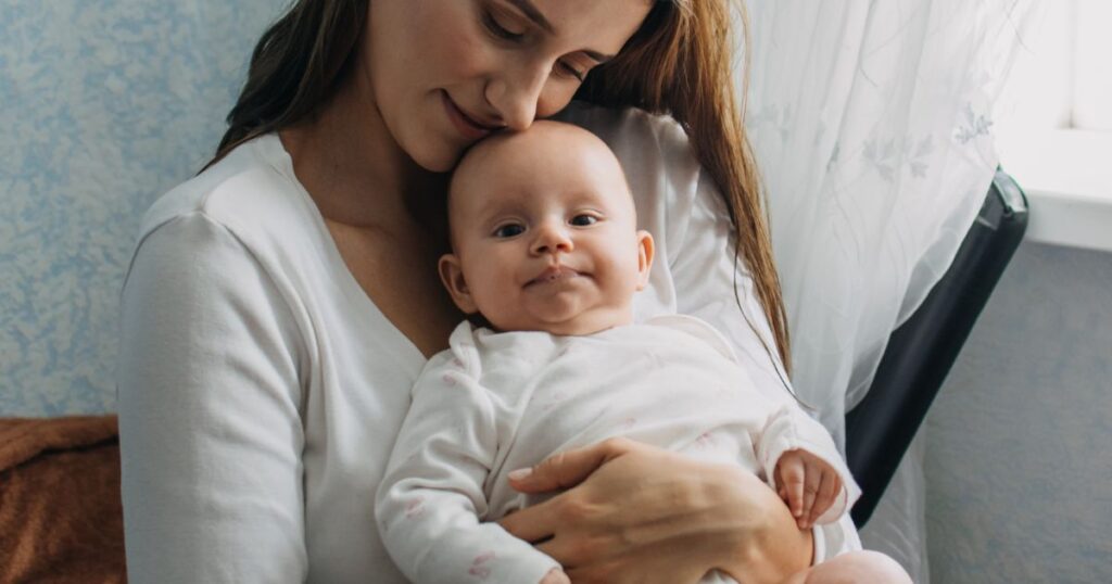 mother-and-her-young-baby-sitting-calmly-together